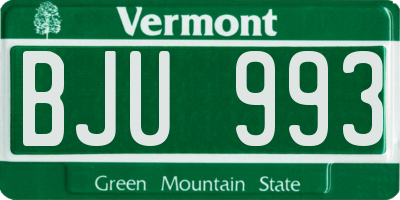 VT license plate BJU993
