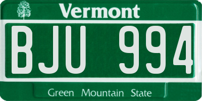 VT license plate BJU994