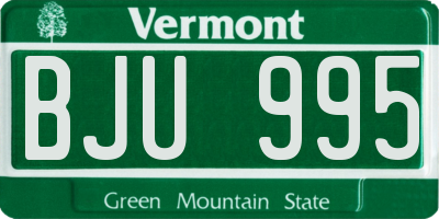 VT license plate BJU995