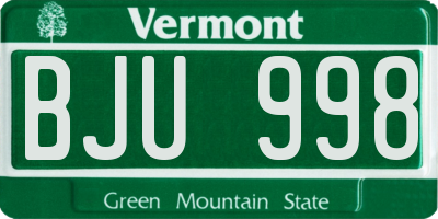 VT license plate BJU998