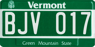 VT license plate BJV017