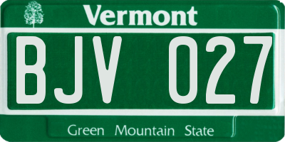 VT license plate BJV027
