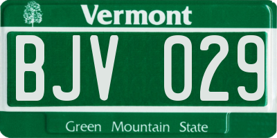 VT license plate BJV029