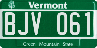 VT license plate BJV061