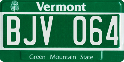 VT license plate BJV064
