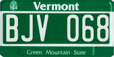 VT license plate BJV068