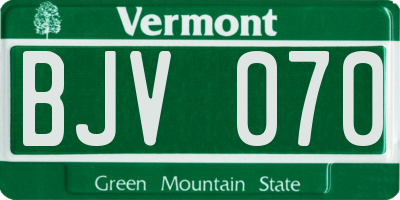 VT license plate BJV070