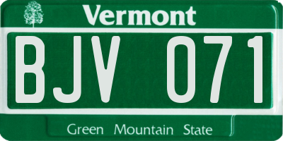 VT license plate BJV071