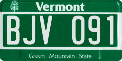 VT license plate BJV091