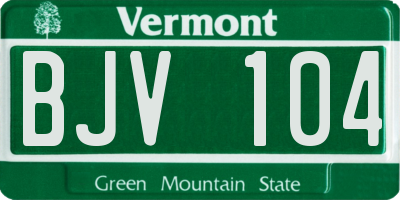 VT license plate BJV104