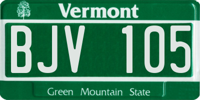 VT license plate BJV105