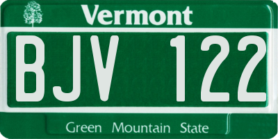 VT license plate BJV122