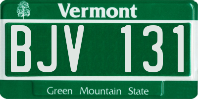VT license plate BJV131