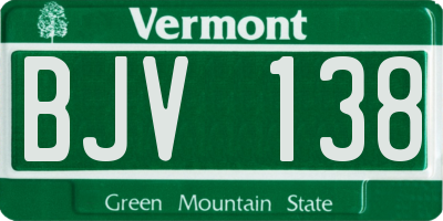 VT license plate BJV138