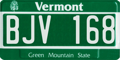 VT license plate BJV168