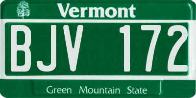 VT license plate BJV172