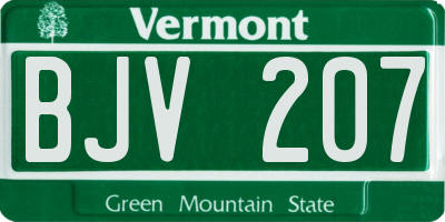 VT license plate BJV207