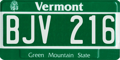 VT license plate BJV216