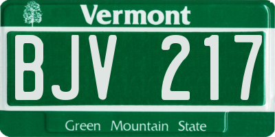 VT license plate BJV217