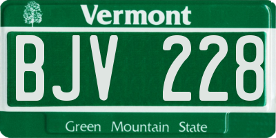 VT license plate BJV228