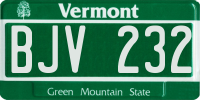 VT license plate BJV232