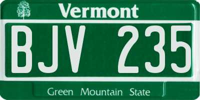 VT license plate BJV235
