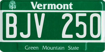 VT license plate BJV250