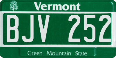 VT license plate BJV252