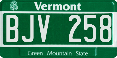 VT license plate BJV258