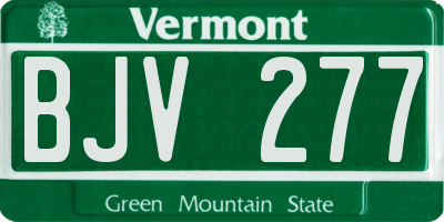 VT license plate BJV277