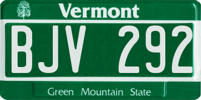 VT license plate BJV292