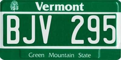 VT license plate BJV295