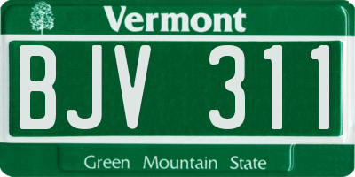 VT license plate BJV311