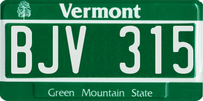 VT license plate BJV315