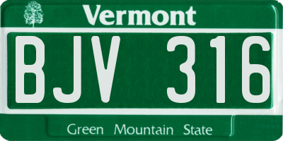 VT license plate BJV316