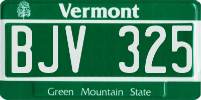 VT license plate BJV325