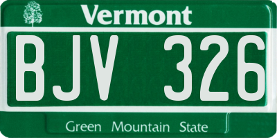 VT license plate BJV326
