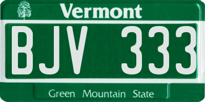 VT license plate BJV333