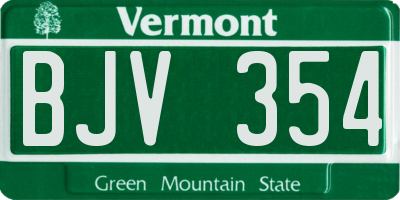 VT license plate BJV354