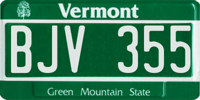 VT license plate BJV355