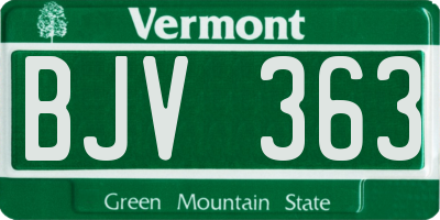 VT license plate BJV363