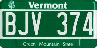 VT license plate BJV374