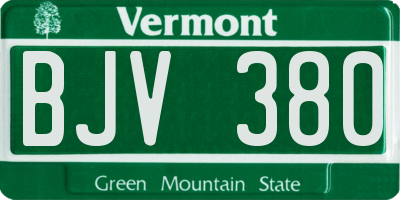 VT license plate BJV380
