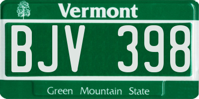 VT license plate BJV398
