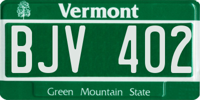 VT license plate BJV402
