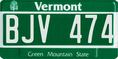 VT license plate BJV474