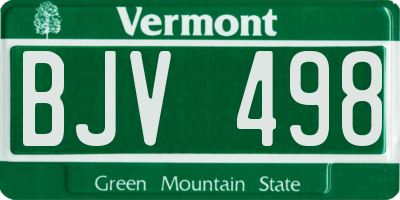 VT license plate BJV498