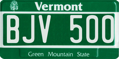VT license plate BJV500