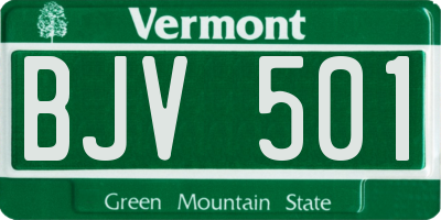 VT license plate BJV501