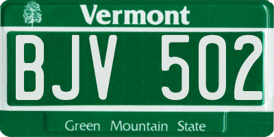 VT license plate BJV502